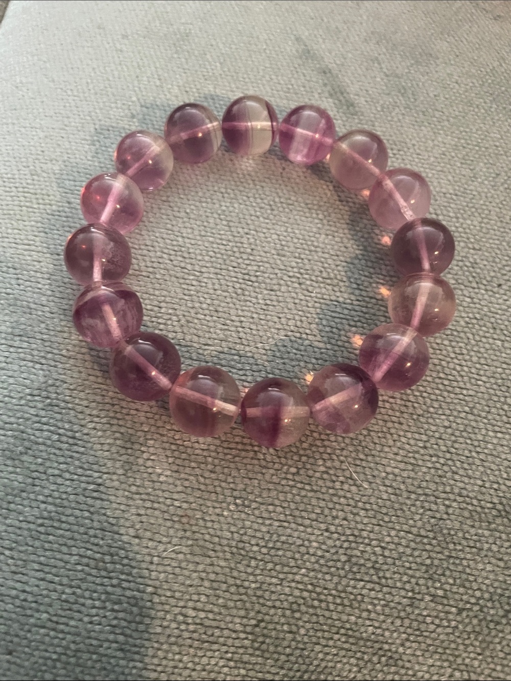 Magenta and Purple Flourite Clear Beaded Stretch Bracelet - Women Jewelry - Picture 3 of 5